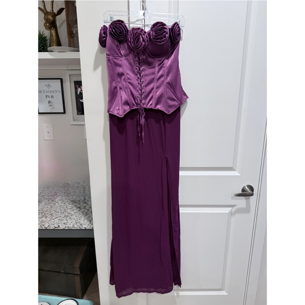 Purple Strapless Corset Dress